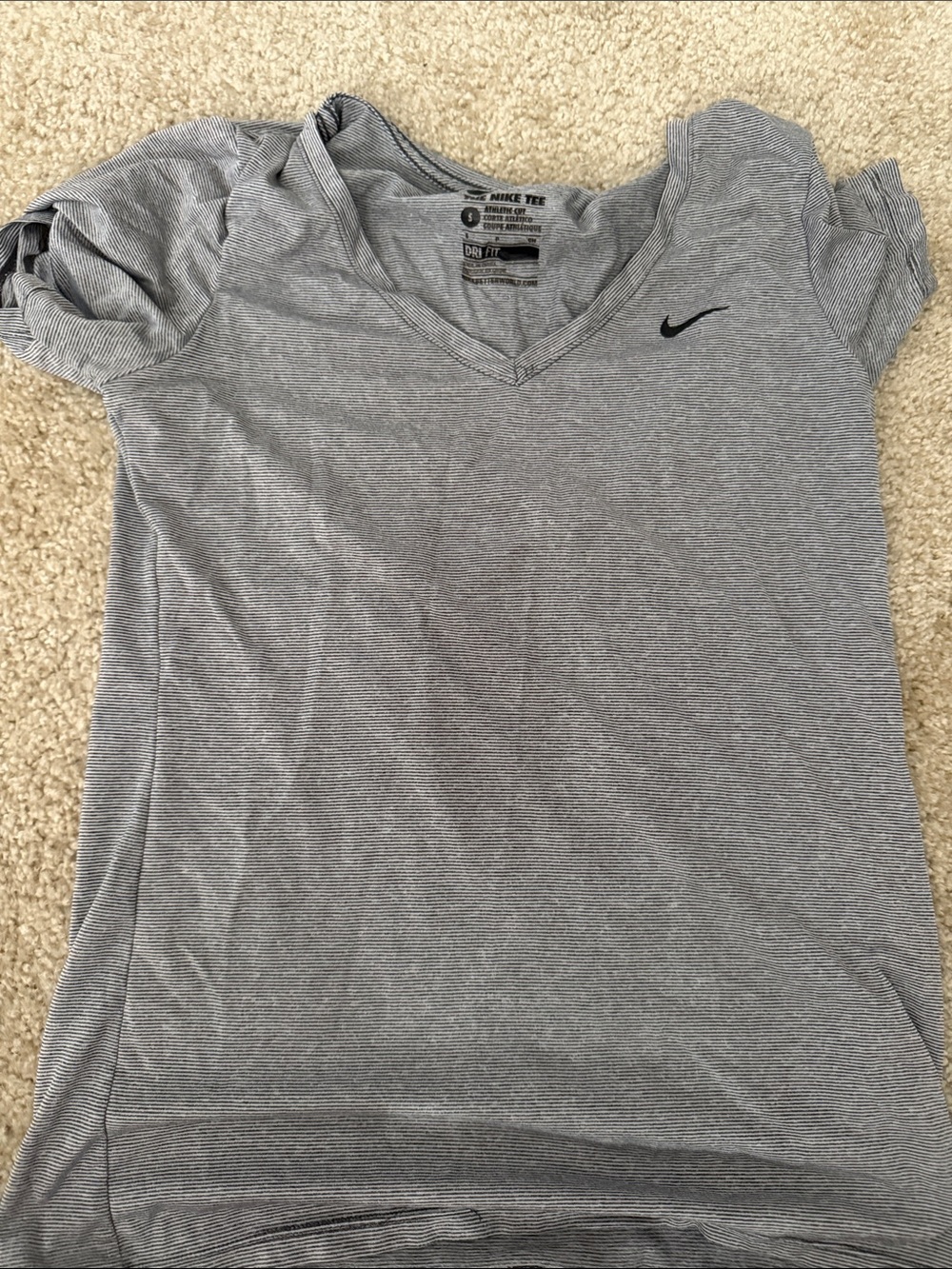 Nike Women’s Striped V-Neck Dri-FIT Tee